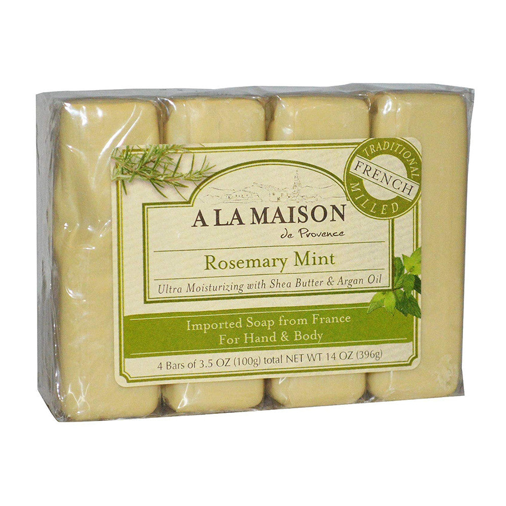 A La Maison Ultra Moisturizing Traditional French Milled Bar Soap, Rosemary Mint 4 Ea, 3.5 Oz
